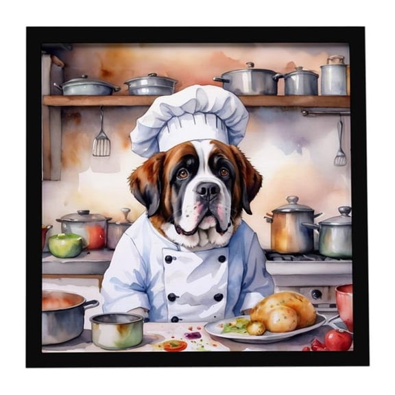 Carolines Treasures 8 x 8 in. Saint Bernard The Chef Framed Metal Print