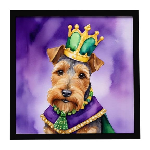 Carolines Treasures 8 x 8 in. Welsh Terrier King of Mardi Gras Framed Metal Print