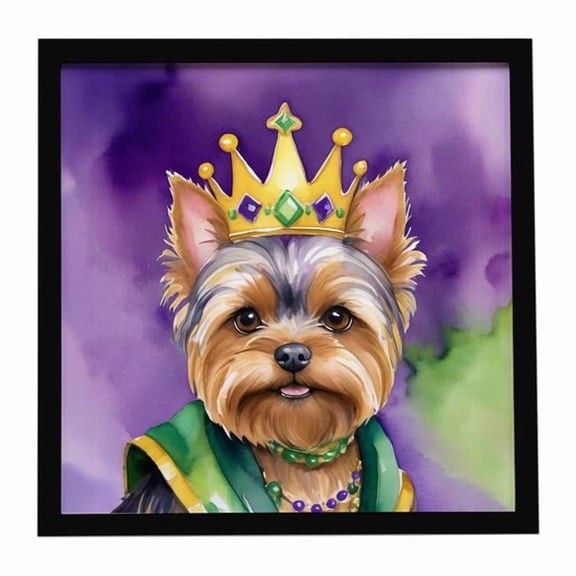Carolines Treasures 8 x 8 in. Yorkshire Terrier King of Mardi Gras Framed Metal Print