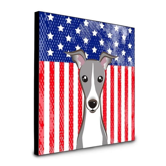 Carolines Treasures 8 x 8 x 0.625 in. American Flag & Italian Greyhound Artwork Panel Wall Decor
