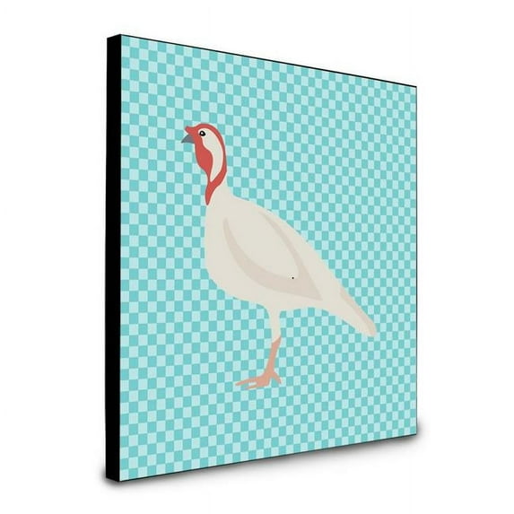 Carolines Treasures 8 x 8 x 0.625 in. Beltsville Small White Turkey Hen Blue Check Artwork Panel Wall Decor