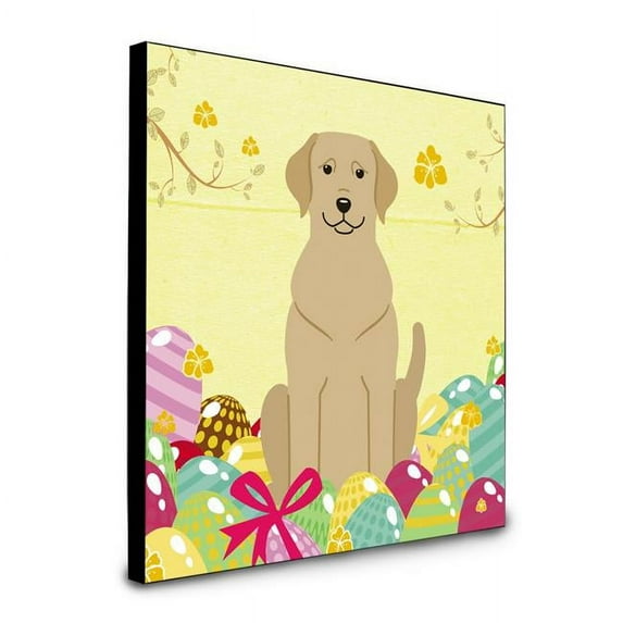 Carolines Treasures 8 x 8 x 0.625 in. Easter Eggs Yellow Labrador Artwork Panel Wall Decor