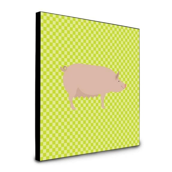 Carolines Treasures BB7764UP88 8 x 8 x 0.625 in. English Large White Pig Green Artwork Panel Wall Decor