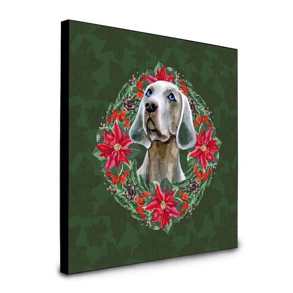 Carolines Treasures 8 x 8 x 0.625 in. Fox Terrier Poinsetta Wreath Artwork Panel Wall Decor