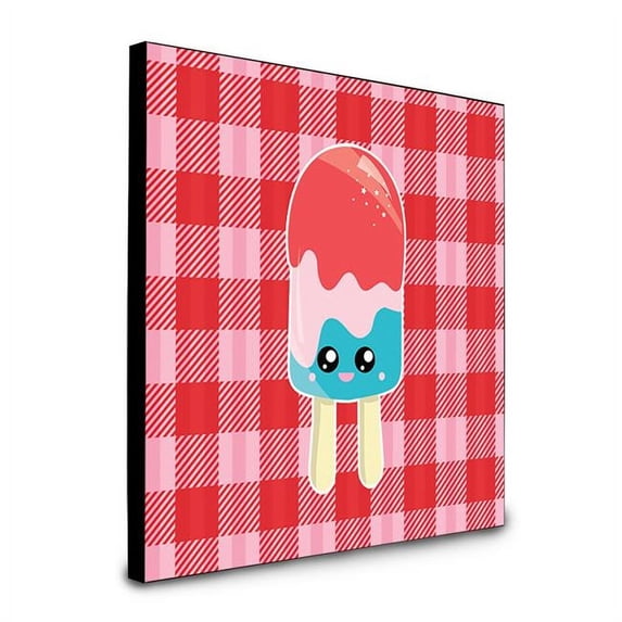 Carolines Treasures BB7067UP88 8 x 8 x 0.625 in. Ice Pop Popcicle Face Gingham Artwork Panel Wall Decor