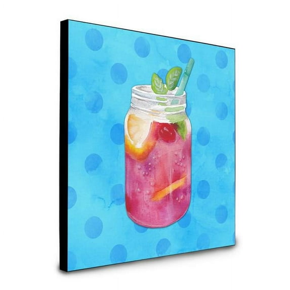 Carolines Treasures 8 x 8 x 0.625 in. Mason Jar Cocktail Blue Polkadot Artwork Panel Wall Decor