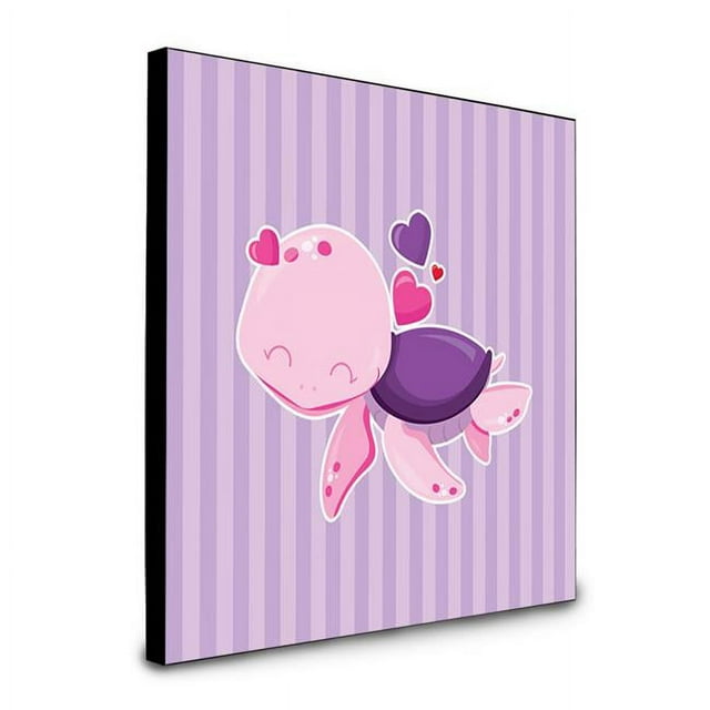 Carolines Treasures  8 x 8 x 0.625 in. Pink & Purple Turtle Artwork Panel Wall Decor