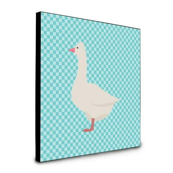 Carolines Treasures 8 x 8 x 0.625 in. Roman Goose Blue Check Artwork Panel Wall Decor