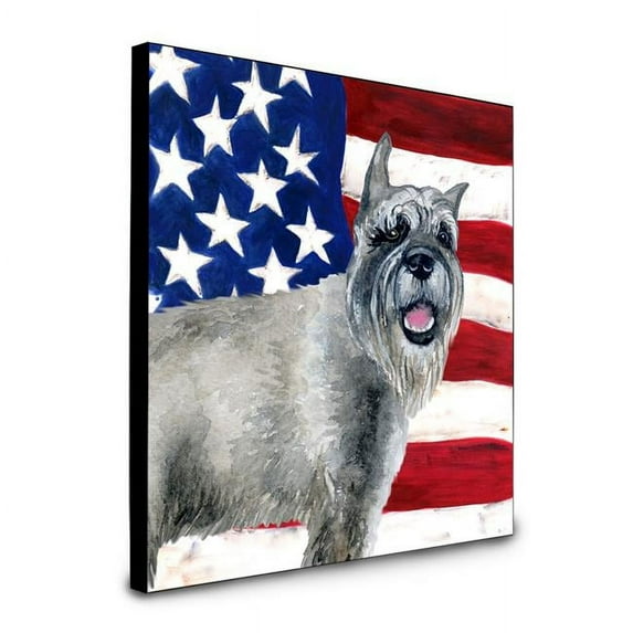 Carolines Treasures 8 x 8 x 0.625 in. Schnauzer Patriotic Artwork Panel Wall Decor