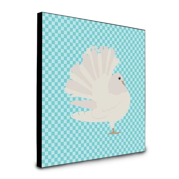 Carolines Treasures BB8124UP88 8 x 8 x 0.625 in. Silver Fantail Pigeon Blue Check Artwork Panel Wall Decor