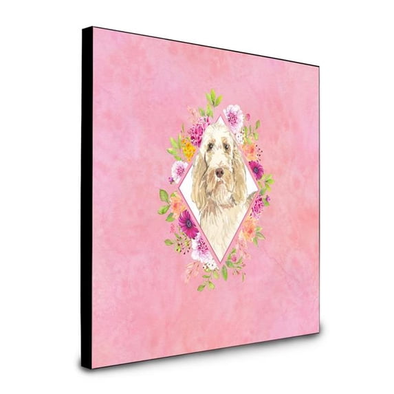 Carolines Treasures 8 x 8 x 0.625 in. Spinone Italiano Pink Flowers Artwork Panel Wall Decor