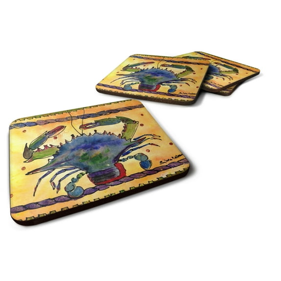 Carolines Treasures 8056FC Crab Foam Coaster Set of 4 3 1/2 x 3 1/2 multicolor