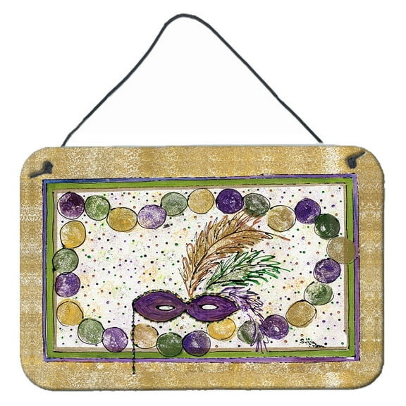 Carolines Treasures 8059DS812 Mardi Gras Mask and Bead design Indoor or Aluminium Metal Wall or Door Hanging Prints 8x12