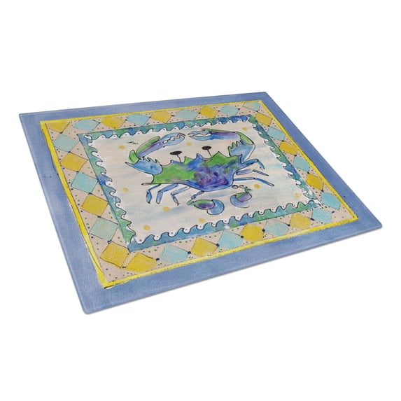 Carolines Treasures 8072LCB Crab Glass Cutting Board Large, 12H x 16W, multicolor
