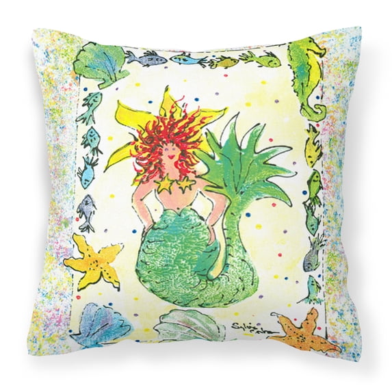 Carolines Treasures 8081PW1414 Red Headed Funky Mermaid Fabric Decorative Pillow, 14Hx14W, multicolor