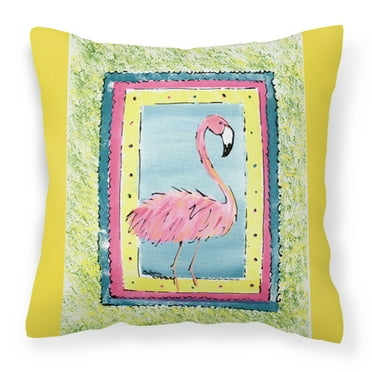 Carolines Treasures 8106-BPW1414 Bird - Flamingo Fabric Decorative Pillow, 14Hx14W, multicolor