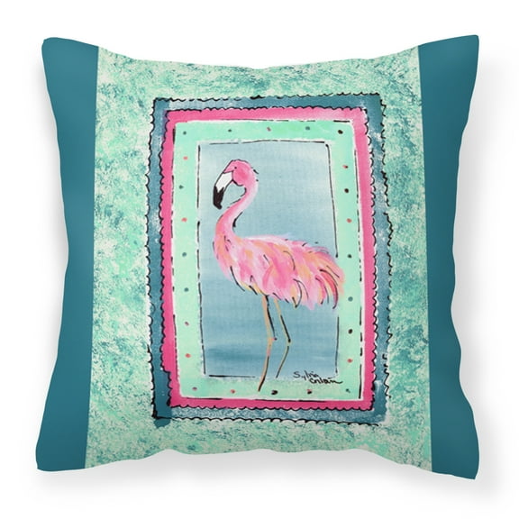 Carolines Treasures 8107-CPW1414 Bird - Flamingo Decorative Canvas Fabric Pillow 8107, 14Hx14W, multicolor