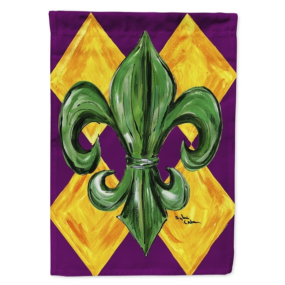 Carolines Treasures 8133CHF Mardi Gras Harlequin Fleur de lis Flag Canvas, Large, Multicolor