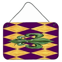 Carolines Treasures 8133DS812 Mardi Gras Harlequin Fleur de lis Purple Green and Gold Design Wall or Door Hanging Prints