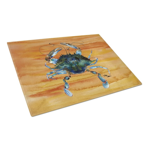 Carolines Treasures 8143LCB Crab Glass Cutting Board Large, 12H x 16W, multicolor