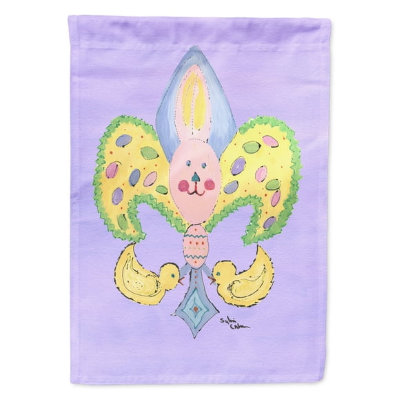 Carolines Treasures 8163-FLAG-PARENT Easter Bunny Rabbit Fleur de lis Flag multicolor