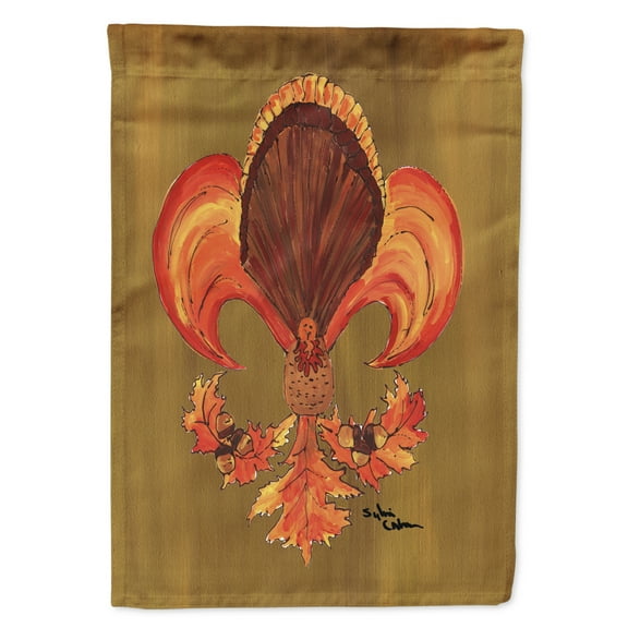 Carolines Treasures 8184-FLAG-PARENT Thanksgiving Turkey Fleur de lis Flag multicolor