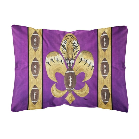 Carolines Treasures 8205PW1216 Tiger Football Fleur de lis Canvas Fabric Decorative Pillow, 12H x16W, multicolor