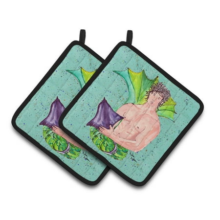 Carolines Treasures 8345PTHD Merman Pair of Pot Holders, 7.5HX7.5W, multicolor