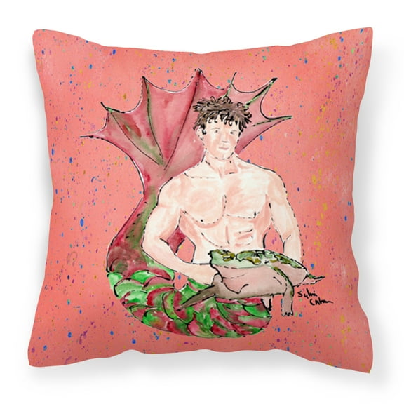 Carolines Treasures 8348PW1414 Merman Fabric Decorative Pillow, 14Hx14W, multicolor