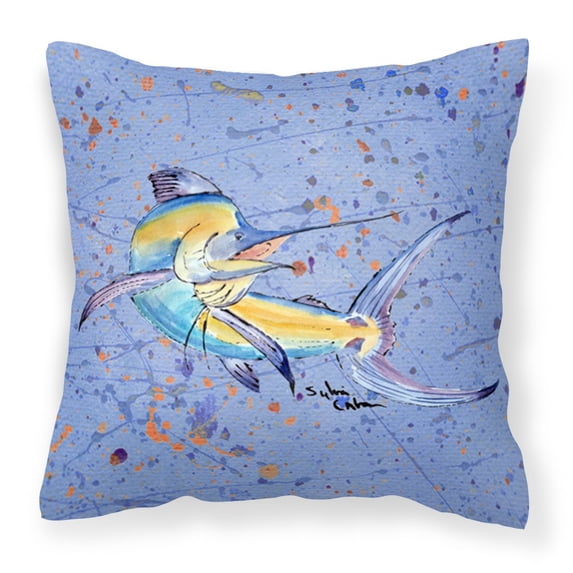 Carolines Treasures 8350PW1414 Blue Marlin Fabric Decorative Pillow, 14Hx14W, multicolor
