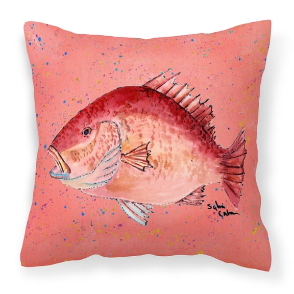 Carolines Treasures 8351PW1414 Strawberry Snapper Fabric Decorative Pillow, 14Hx14W, multicolor