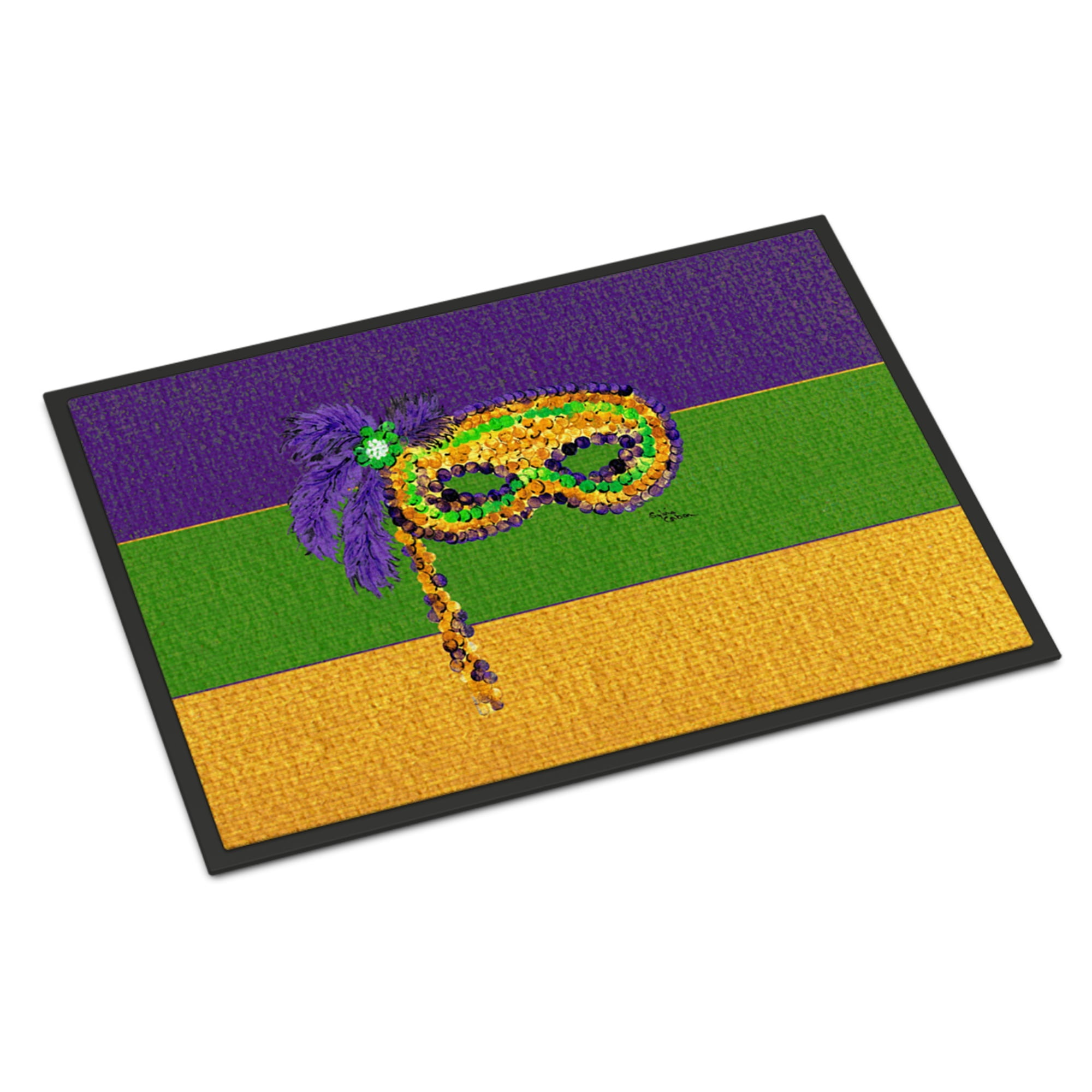 Mardi Gras Multicolor Rubber Backed Outdoor Doormat 18" x 27"