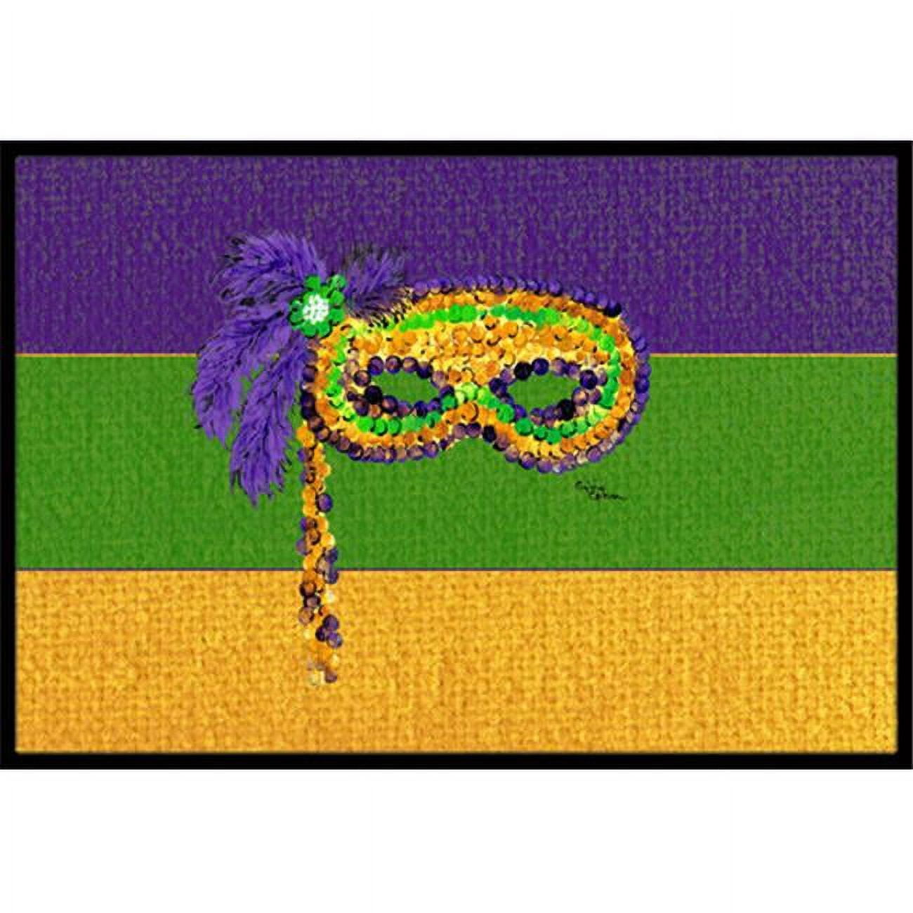 Mardi Gras Multicolor Rubber Backed Outdoor Doormat 18" x 27"