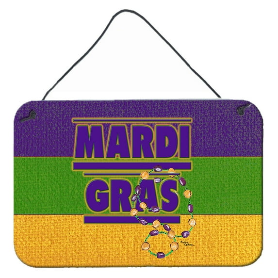 Carolines Treasures 8388DS812 Mardi Gras Aluminium Metal Wall or Door Hanging Prints Mardi Gras with Beads Design 8x12