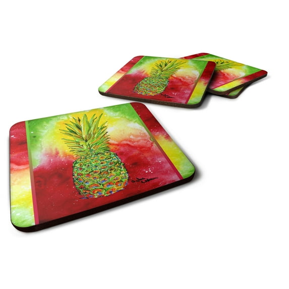 Carolines Treasures 8395FC Pineapple Foam Coaster Set of 4 3 1/2 x 3 1/2 multicolor