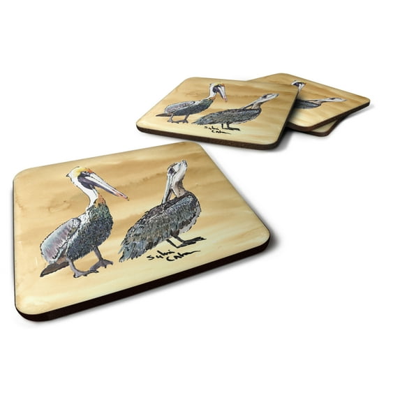 Carolines Treasures 8408FC Pelican Foam Coaster Set of 4 3 1/2 x 3 1/2 multicolor