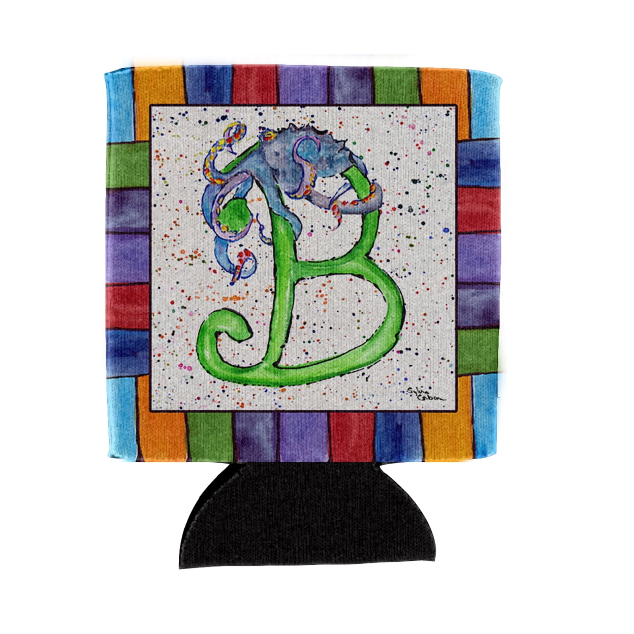 Carolines Treasures 8425-BCC Letter B with Octupus Can or Bottle Beverage Insulator Hugger Can Hugger multicolor