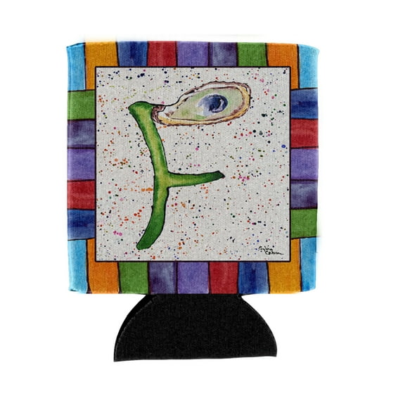 Carolines Treasures 8429-FCC Letter F with Oyster Shell Can or Bottle Beverage Insulator Hugger 8429 Can Hugger