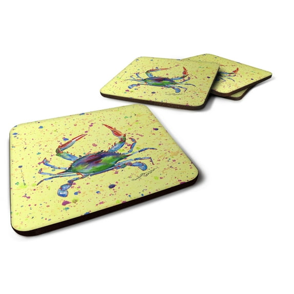 Carolines Treasures 8452FC Crab Foam Coaster Set of 4 3 1/2 x 3 1/2 multicolor