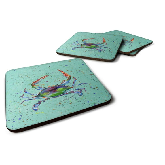 Carolines Treasures 8462-FC Set of 4 Crab Foam Coasters 3 1/2 x 3 1/2 multicolor