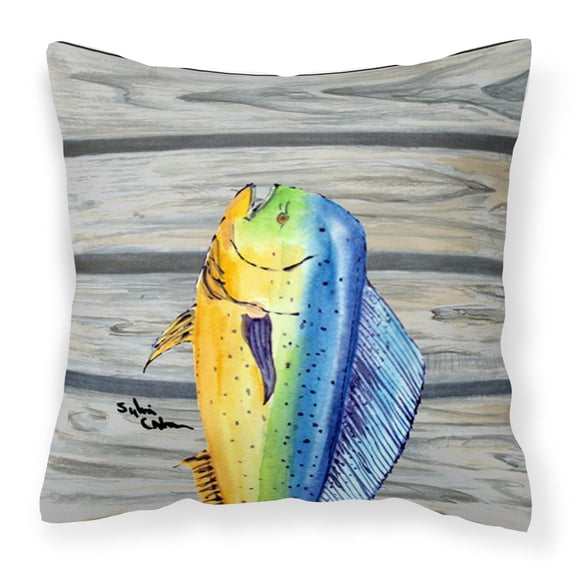 Carolines Treasures 8470PW1414 Mahi Mahi Dolphin Fish Fabric Decorative Pillow , 14Hx14W, multicolor