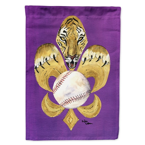 Carolines Treasures 8476-FLAG-PARENT Tiger Fleur de lis Baseball Flag  multicolor