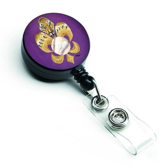Carolines Treasures 8476BR Tiger Fleur De Lis Baseball Retractable Badge Reel