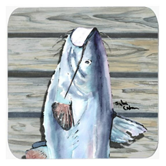 Carolines Treasures 8497-FC Fish Catfish Foam Coasters - Set 4- 3.5 x 3.5 In.