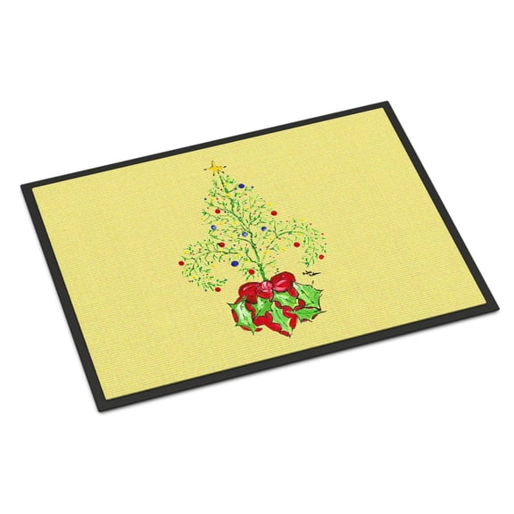 Carolines Treasures 8501MAT 18 x 27 In. Christmas Tree Fleur de lis Indoor or Outdoor Mat