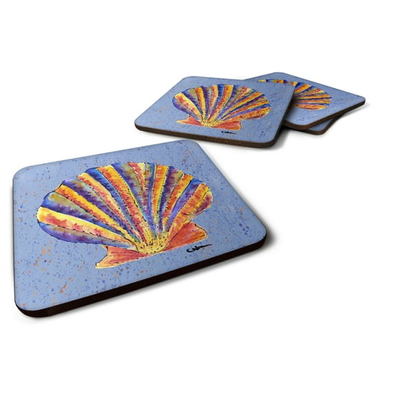 Carolines Treasures 8525-FC Set of 4 Shell Foam Coasters 3 1/2 x 3 1/2 multicolor