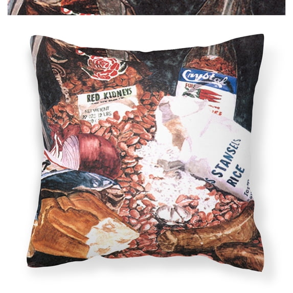 Carolines Treasures 8536PW1414 Red Beans and Rice Decorative Canvas Fabric Pillow 14Hx14W multicolor