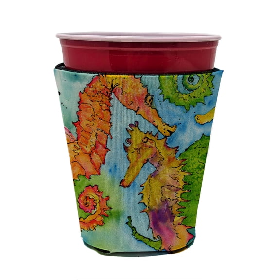 Carolines Treasures 8546RSC Seahorse Red Cup Hugger Red Cup multicolor