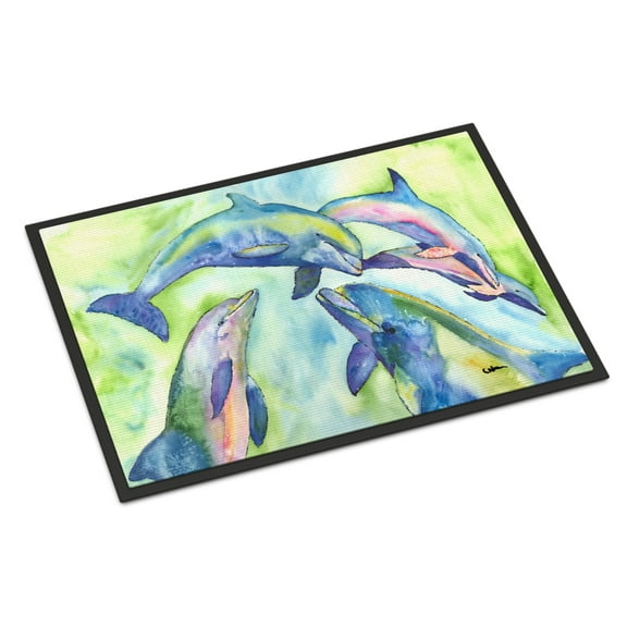 Carolines Treasures 8548JMAT Dolphin Doormat 24x36 36"L x 24"W multicolor