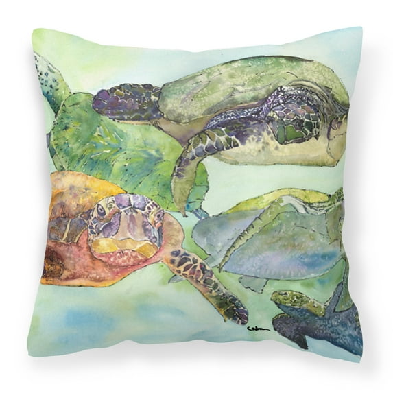 Carolines Treasures 8549PW1414 Turtle Fabric Decorative Pillow 14HX14W multicolor